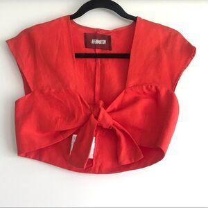 Reformation Orange-Red Tie Front Crop Top or Bolero